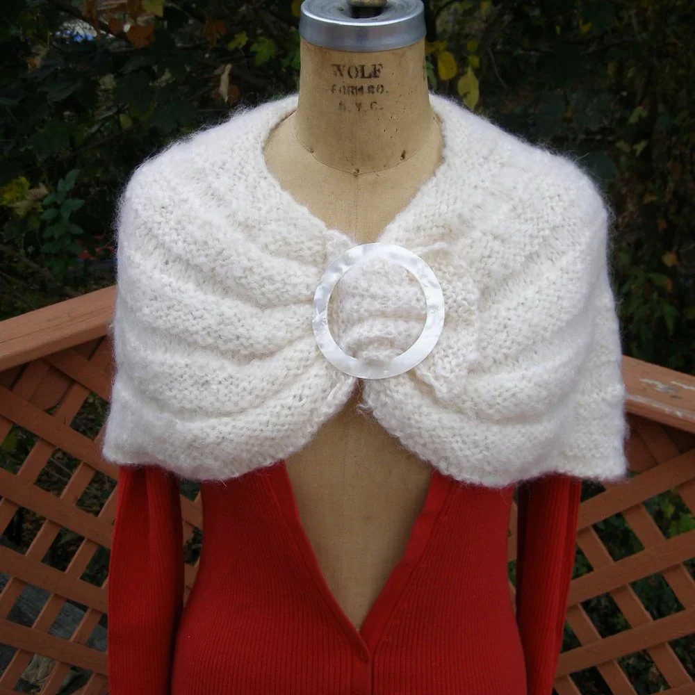 Beautiful Handmade Shawl w/Pearl color Buckle